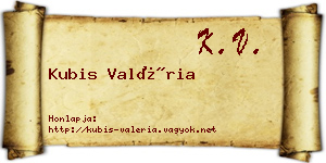 Kubis Valéria névjegykártya